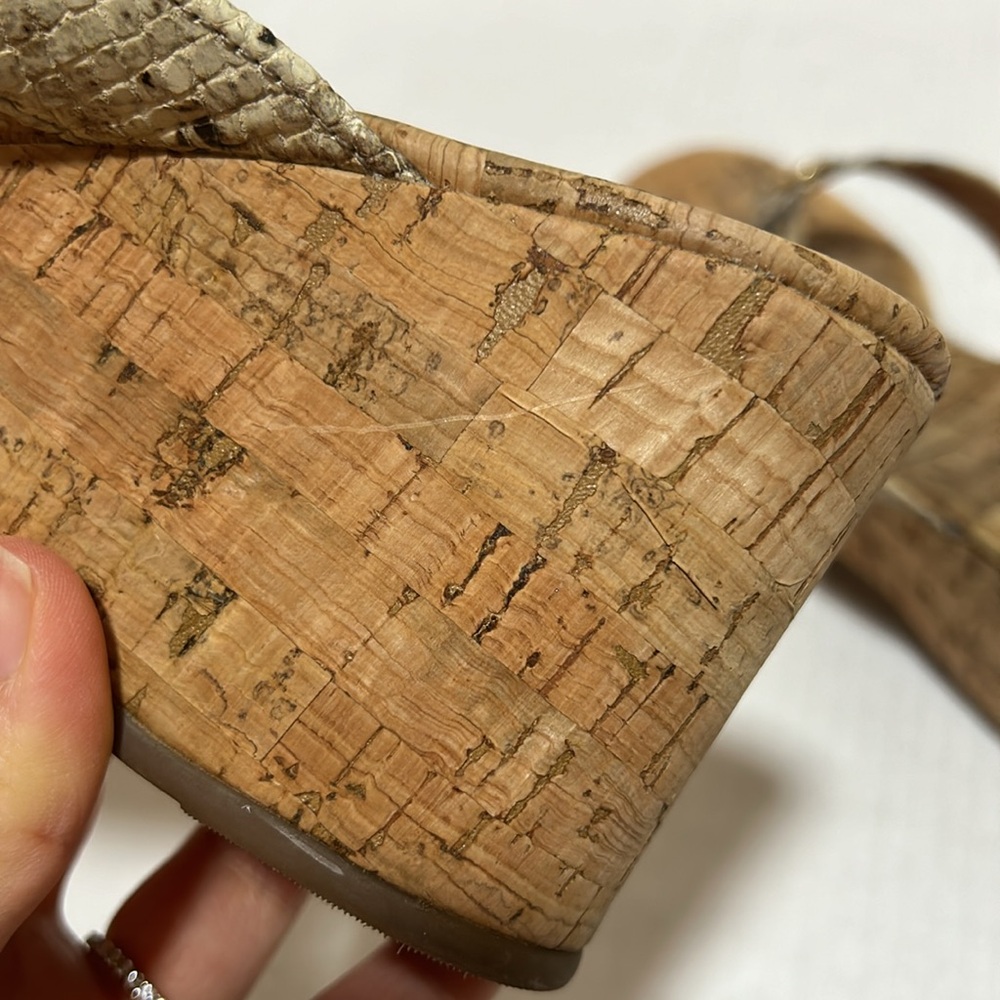 Tory Burch Suzy Sandals Snakeskin Cork Platform Wedge Leather - Size 7.5 - Picture 11 of 11